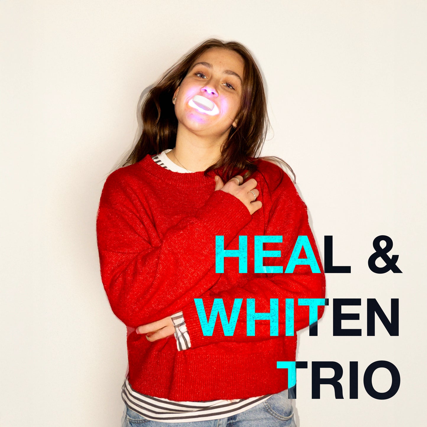 *PREORDER* Heal & Whiten Trio (Heliored Dual Light Therapy Oral Device + 3x Helioblue Whitening Pen Bundle)